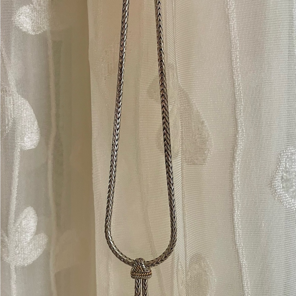 Silver Lariat Style Rhinestone Necklace - Picture 3 of 6